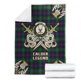 Clan Calder Modern Tartan Gold Courage Symbol Blanket HP99 Clan Calder Tartan Today